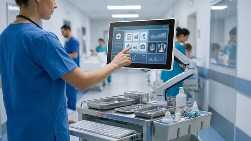 Dernières solutions de l'entreprise Les ordinateurs tactiles tout-en-un capacitifs: informatique hygiénique pour les postes de travail hospitaliers