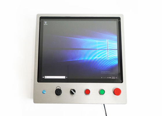 Bon prix PC industriel de panneau de commande de 35W 300cd/m2 7x24 avec le bouton de secours en ligne